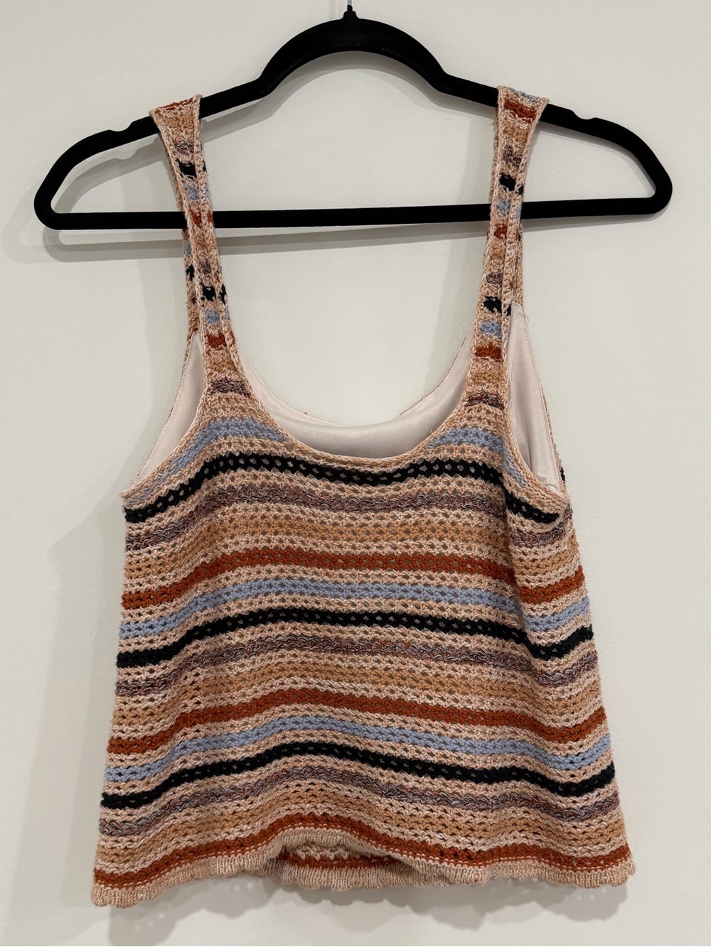 Jessica Simpson Crochet Striped Tank Top Boho Size Large - Picture 4 of 6